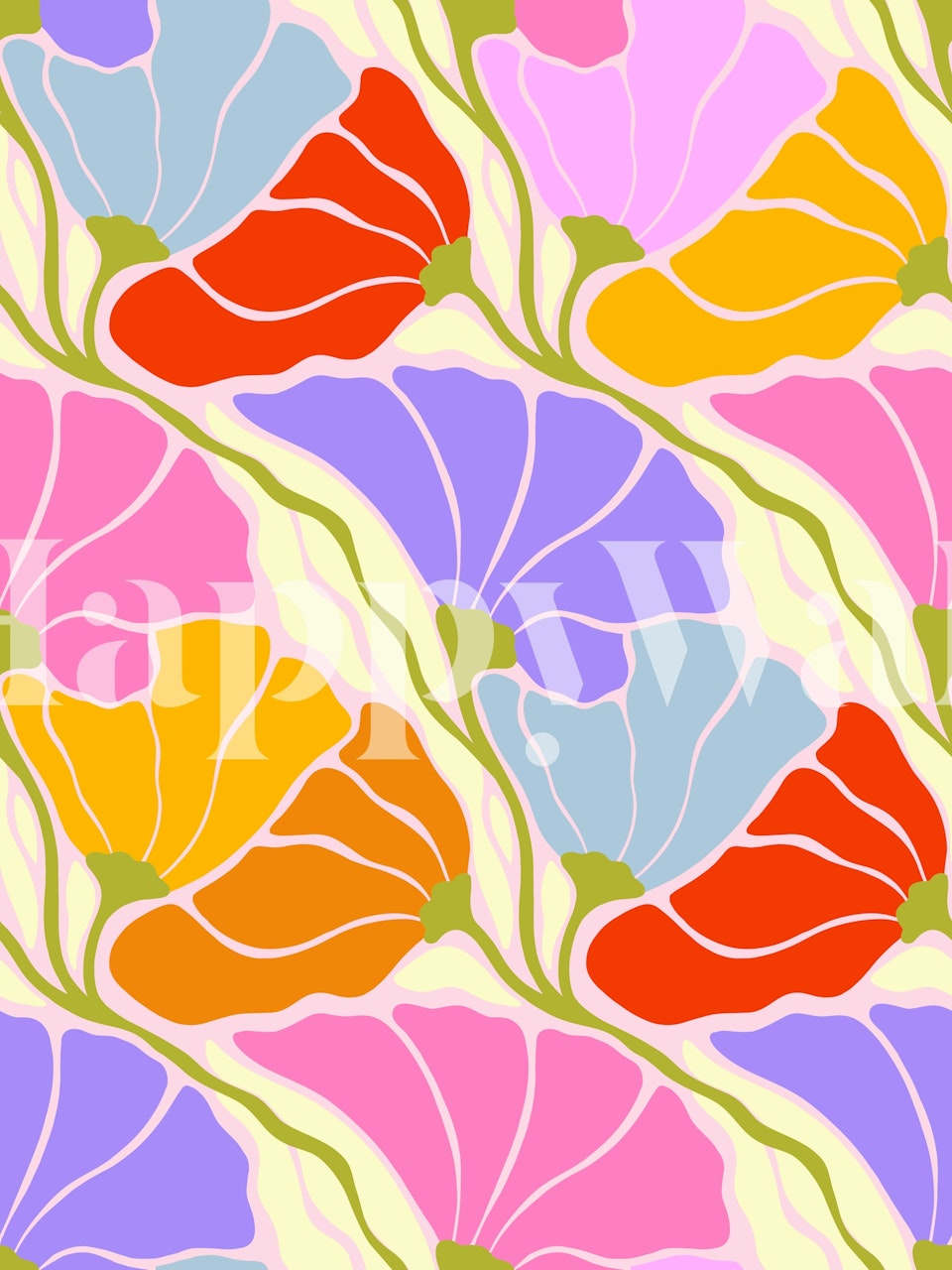 Nouveau Fan Floral Dance wallpaper in a room