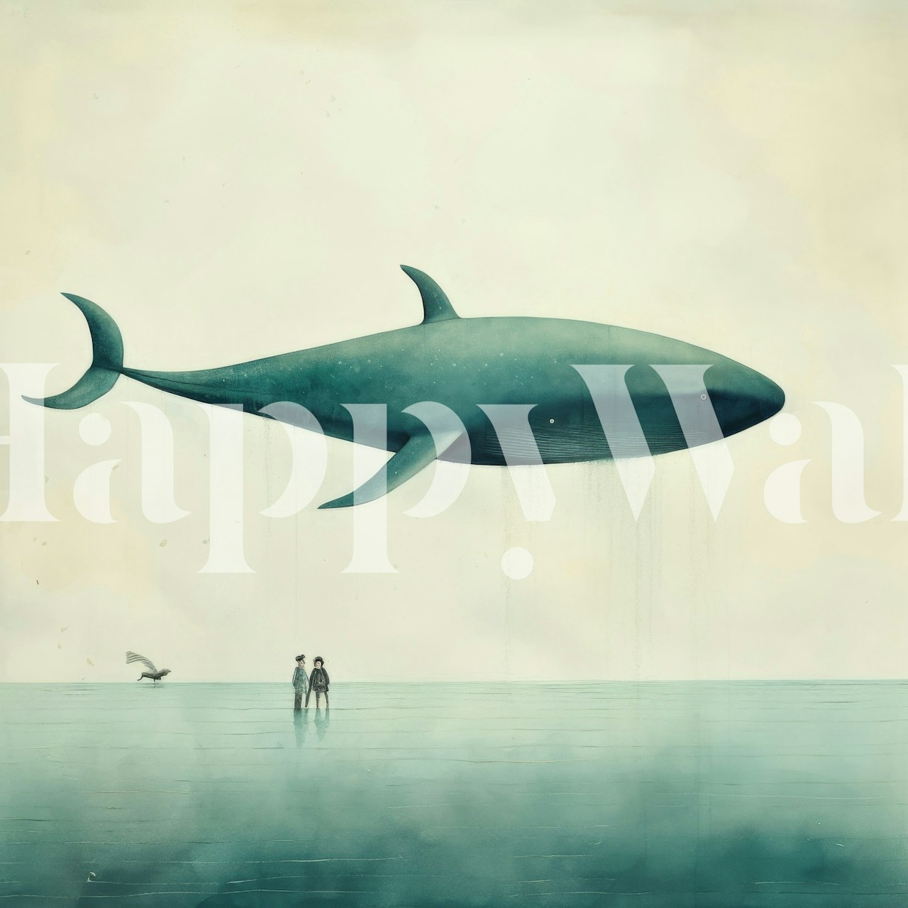 Minimal Whale Silence tapeta v místnosti