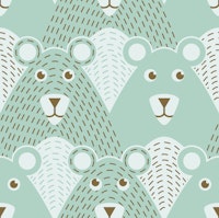 Soft Green Bears Pastel Cute Animals for Kids tapete