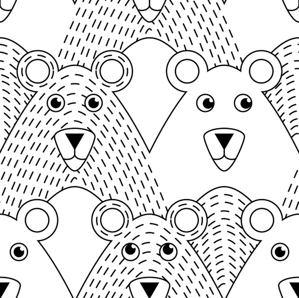 Fun Black and White Bears Line Art Animals