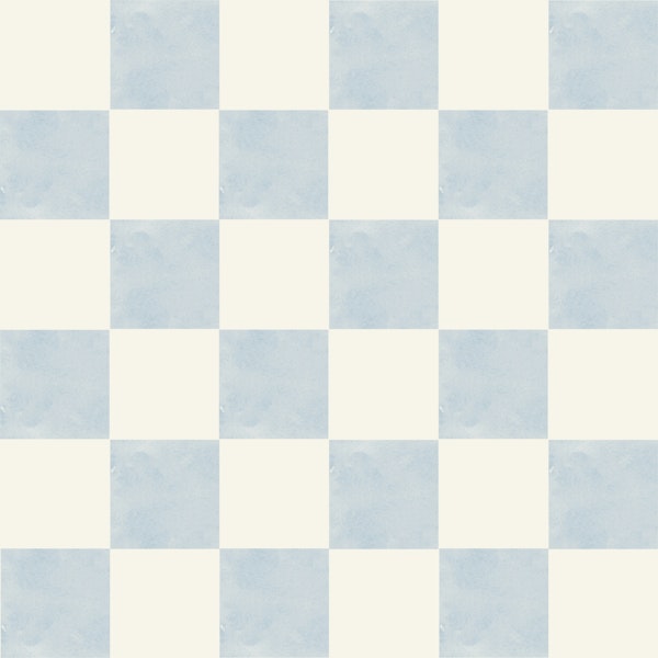 Watercolor Classic soft blue checkerboard M