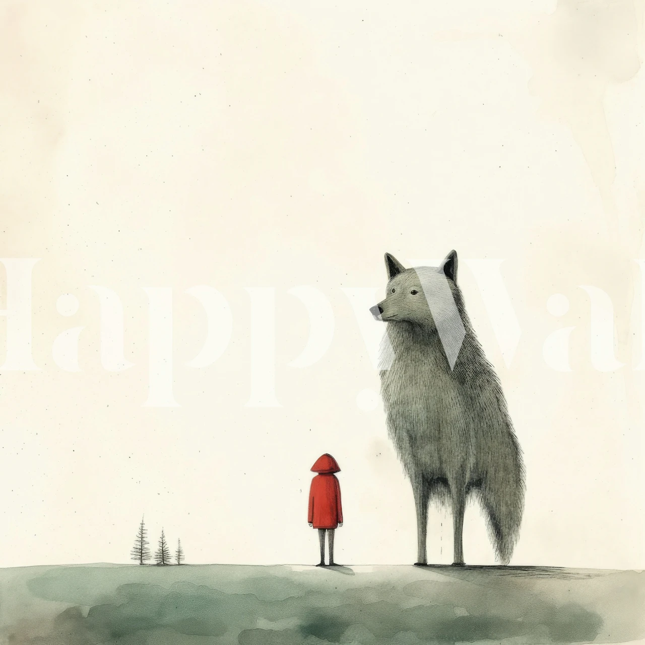 Il design della carta da parati The Minimal Wolf in una stanza