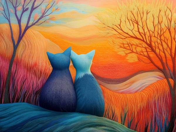 Sunset Cat Companions