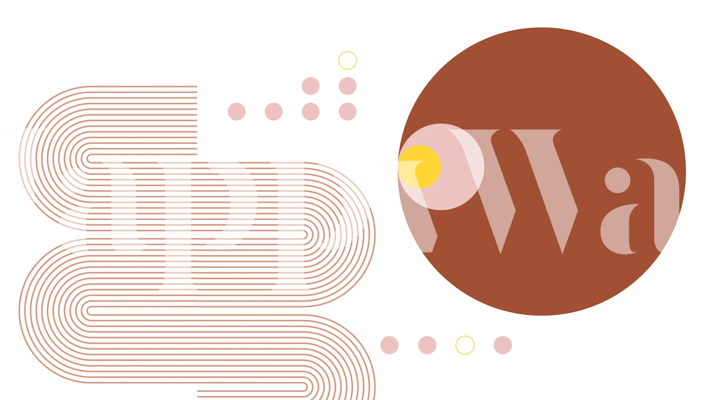 Geometric retro shapes in brown, pink, and yellow wallpaper