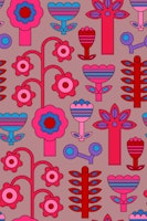 Magic Garden Fun Retro Flowers Cherry Red wallpaper