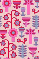 Magic Garden Fun Retro Flowers Pretty Pink wallpaper