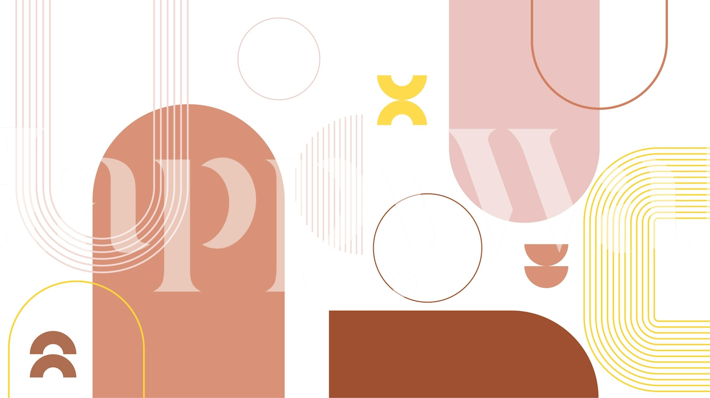 Geometric shapes in pink, beige, and yellow. Boho style wallpaper