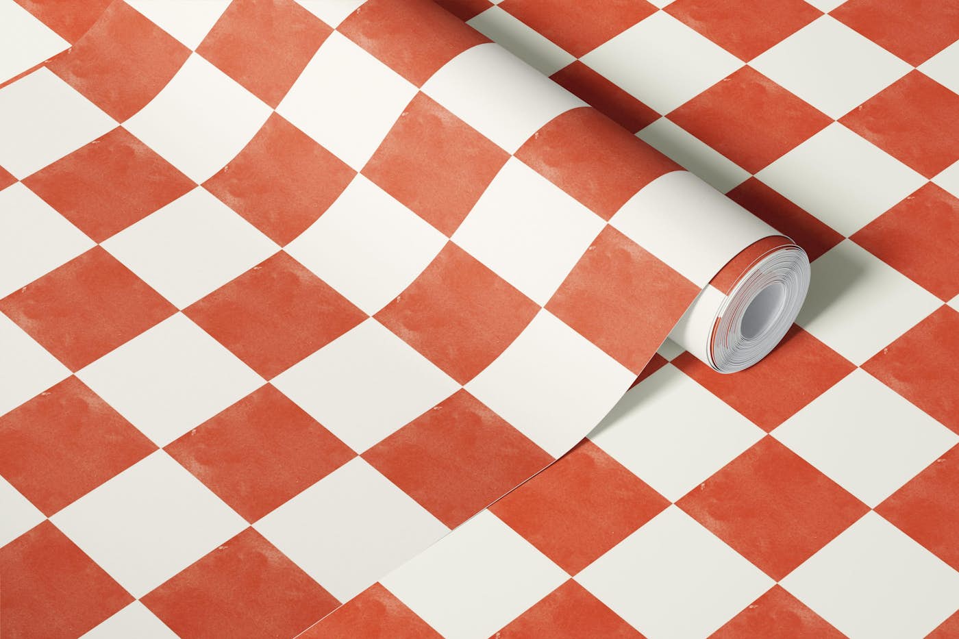 Vintage watercolor Red Checks wallpaper roll