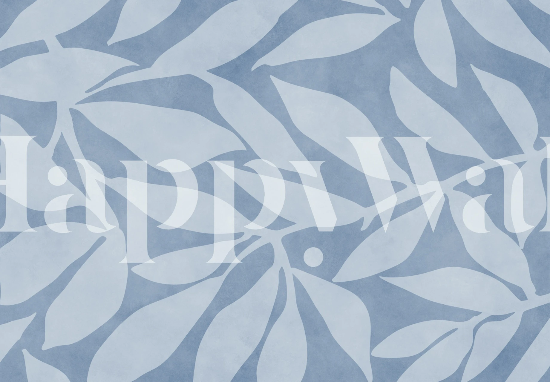 Soft blue foliage pattern wallpaper with large leaves