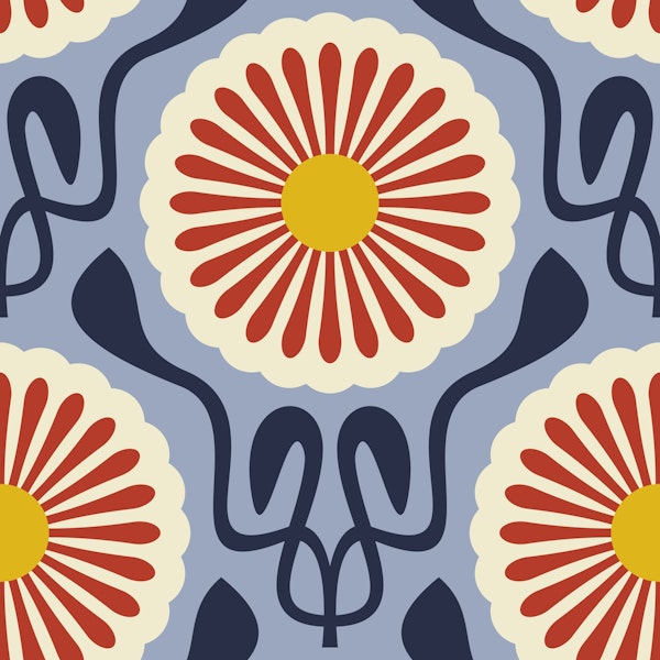 Chic Daisy Delight in Purple Red - L