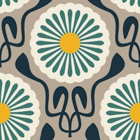 Chic Daisy Delight in Green Beige - L carta da parati