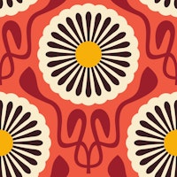 Chic Daisy Delight in Red Yellow - S carta da parati