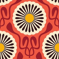 Chic Daisy Delight in Red Yellow - L carta da parati