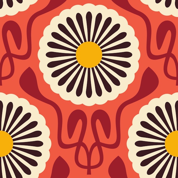 Chic Daisy Delight in Red Yellow - L