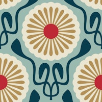 Chic Daisy Delight in Teal Gold - S carta da parati