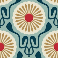 Chic Daisy Delight in Teal Gold - L carta da parati