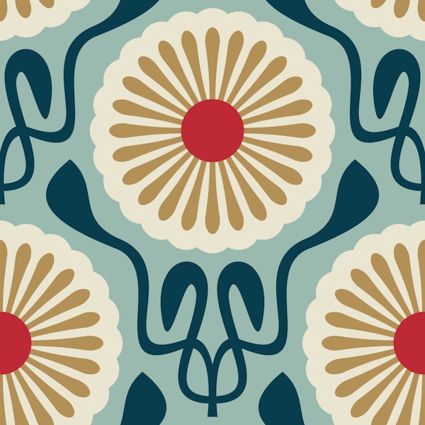 Chic Daisy Delight in Teal Gold - L