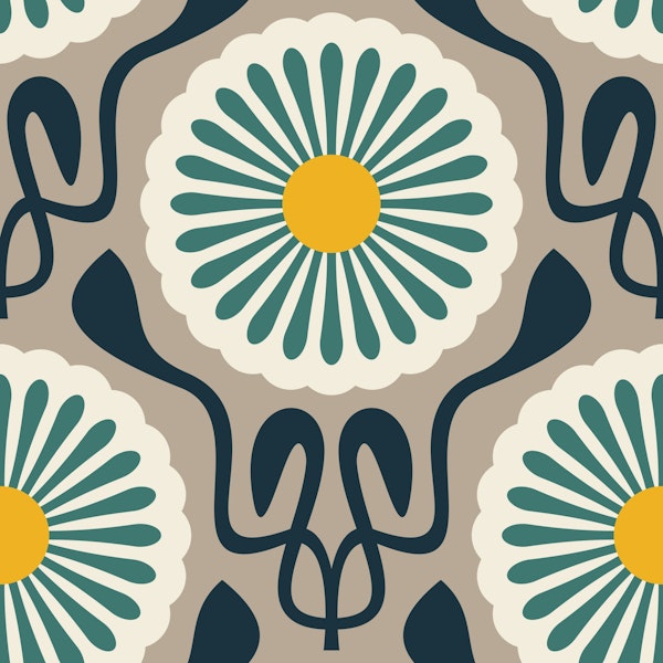 Chic Daisy Delight in Green Beige - S