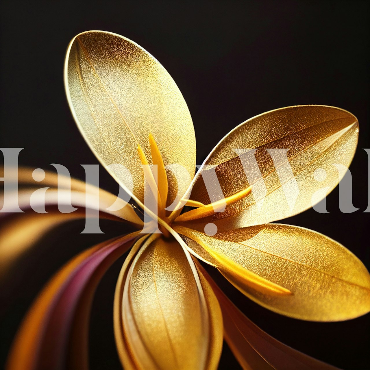 Golden Petal Elegance wallpaper in een kamer