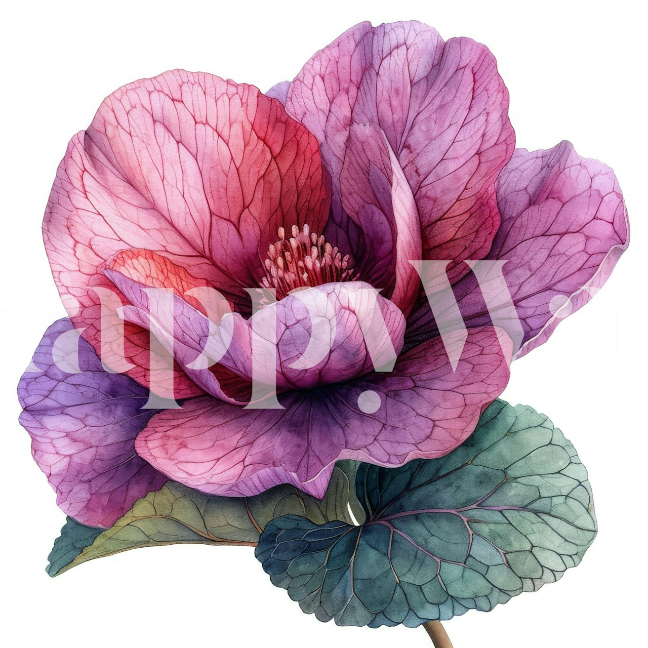 Cyclamen Grace floral wallpaper in a room