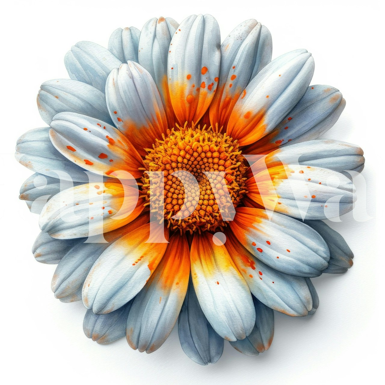 Blue and orange daisy flower wallpaper