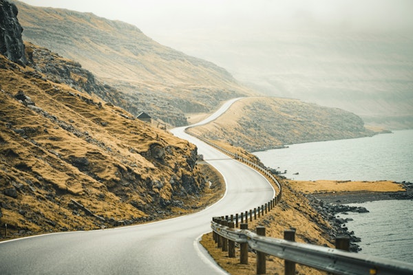 Misty Road by the Sea