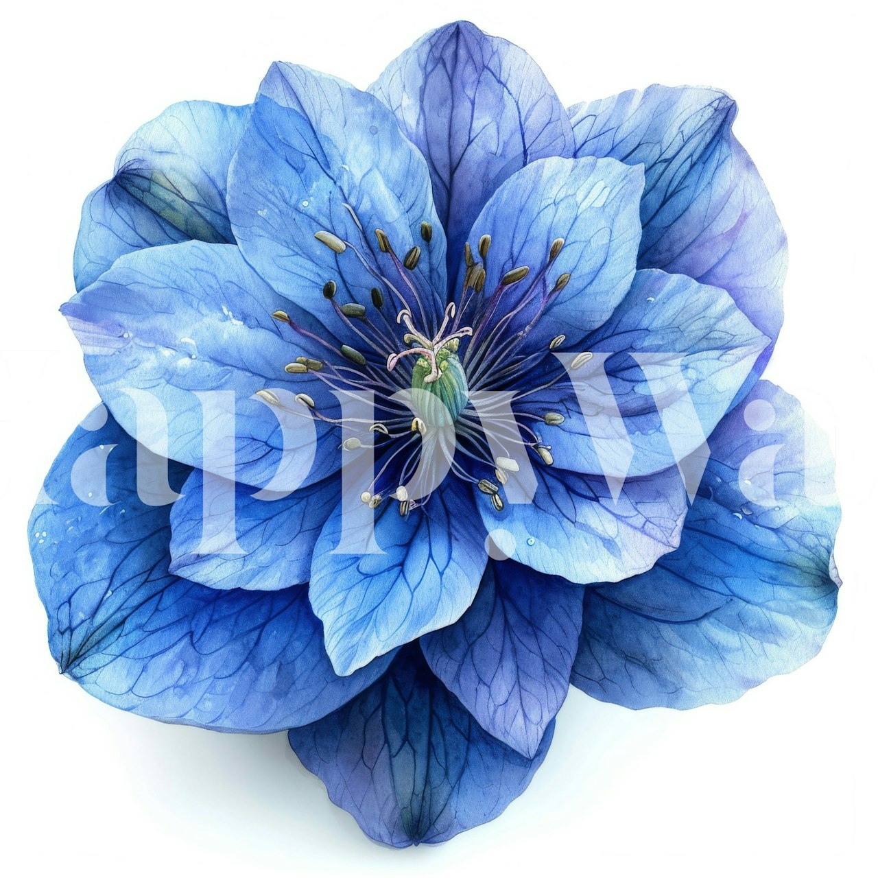 Large blue delphinium flower illustration wallpaper