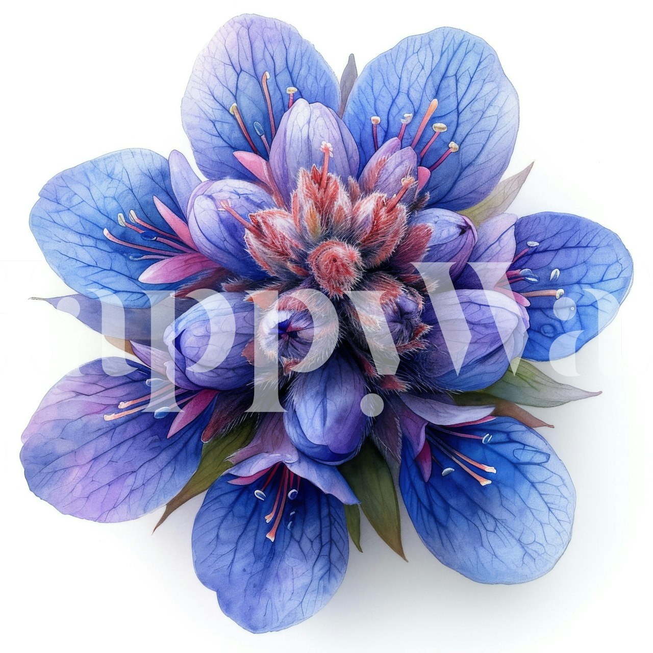 Purple floral wallpaper with detailed flower design