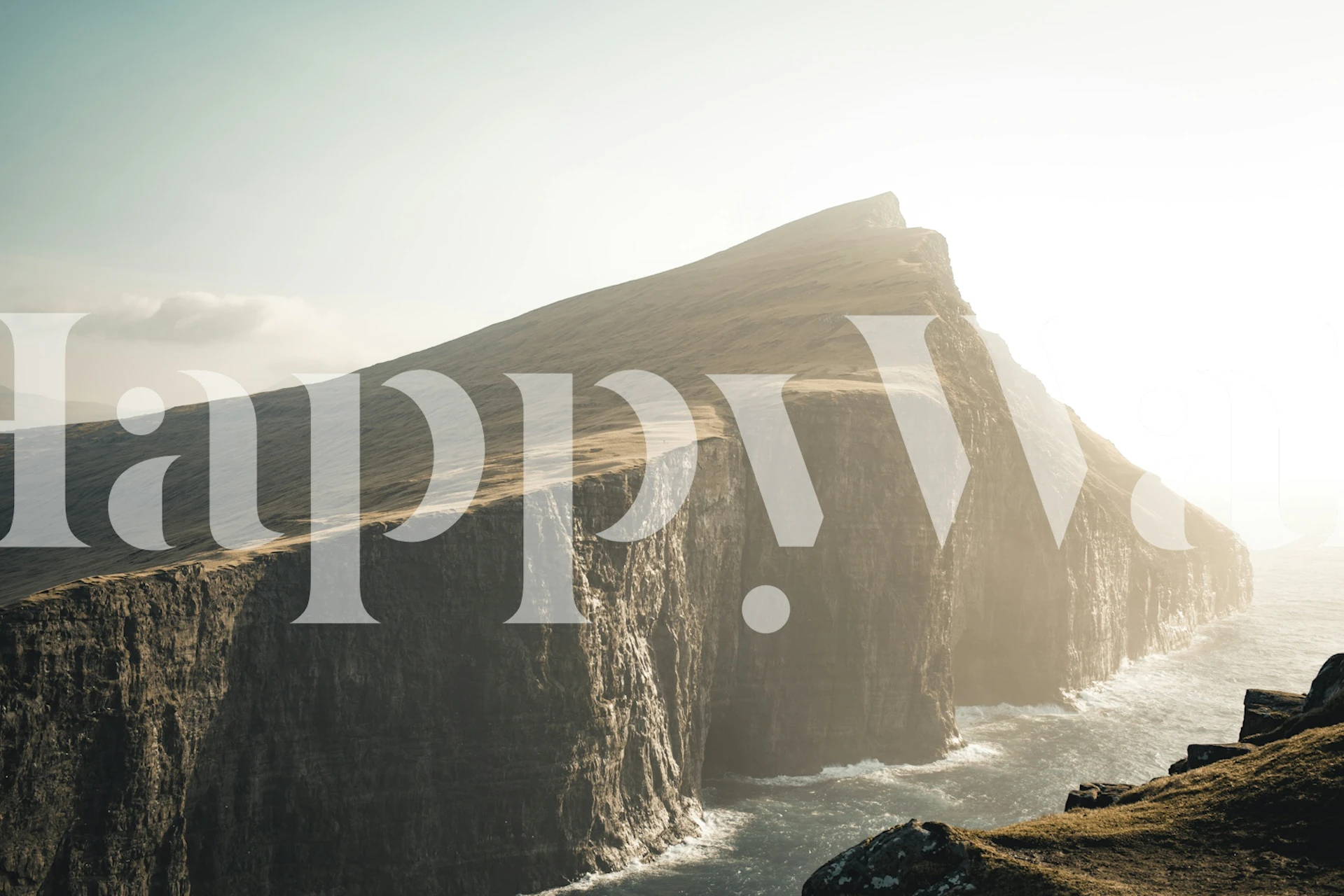 Majestic cliffside view wallpaper in a room