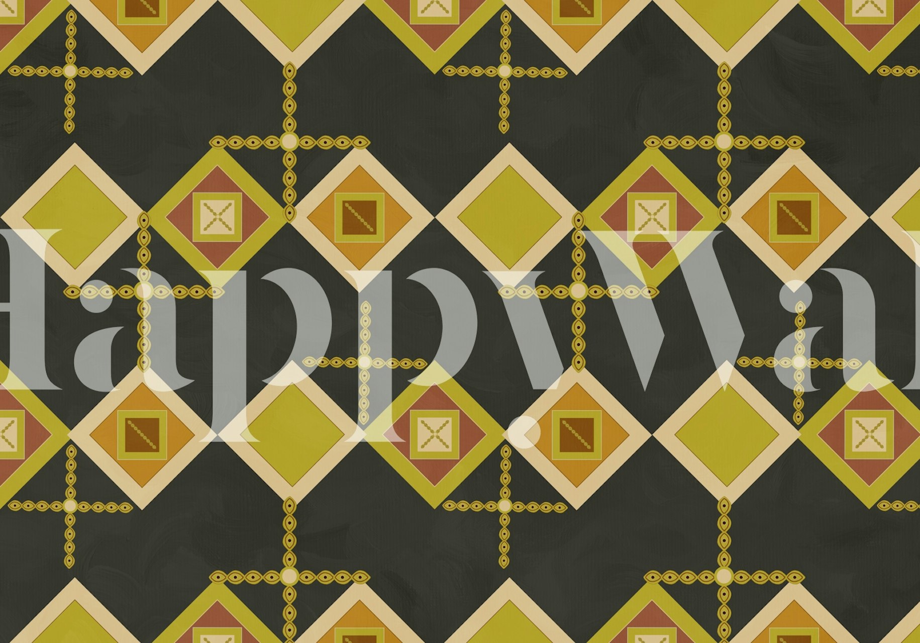 Geometric diamond pattern in earthy colors on dark wallpaper