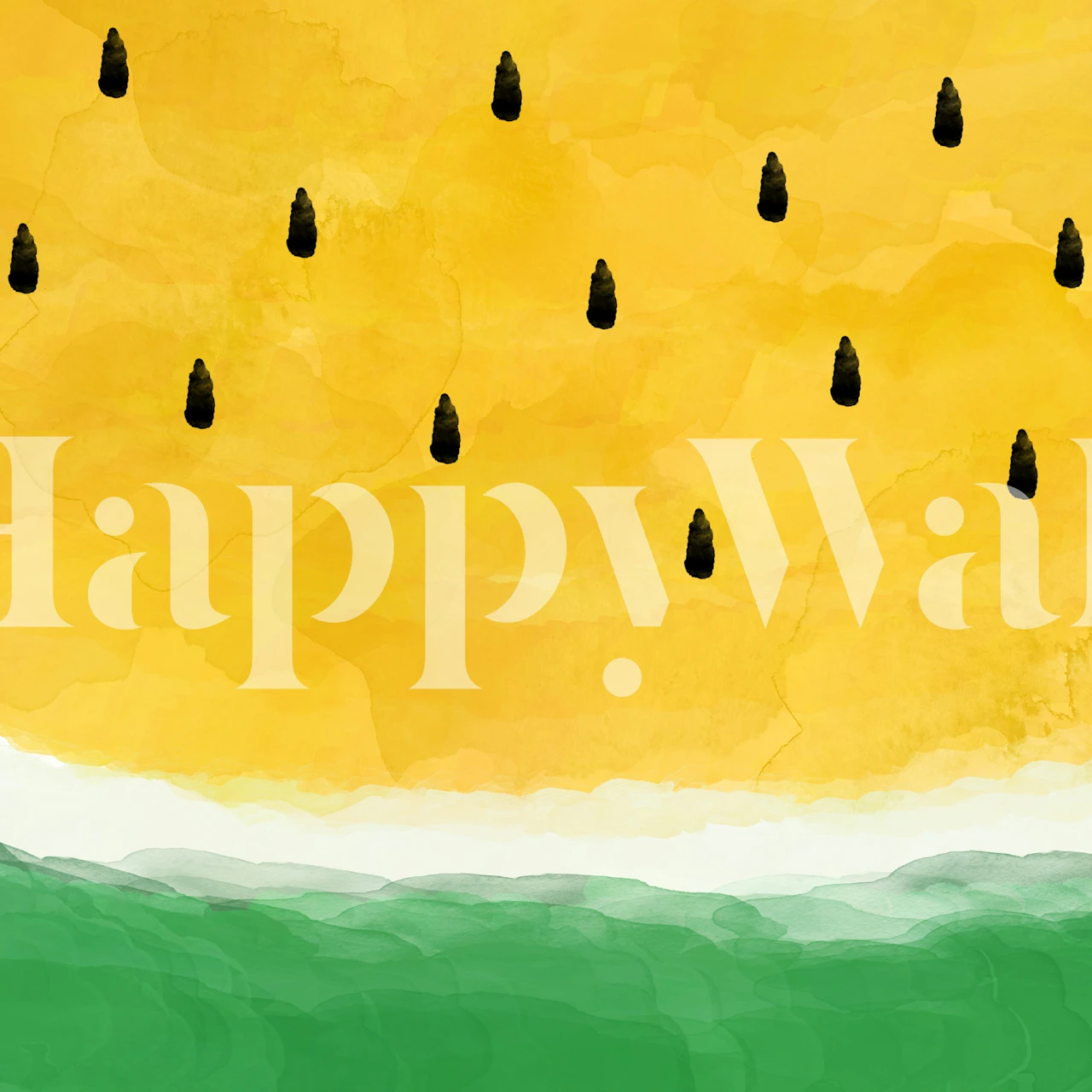 Yellow Watermelon-tapetti huoneessa