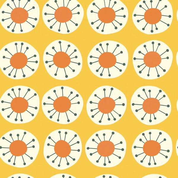 Atomic Pin Cushion Mid Mod Graphic - Yellow