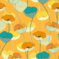 Retro Bold Poppies tapete