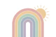 Happy Pastel Sun and Rainbow