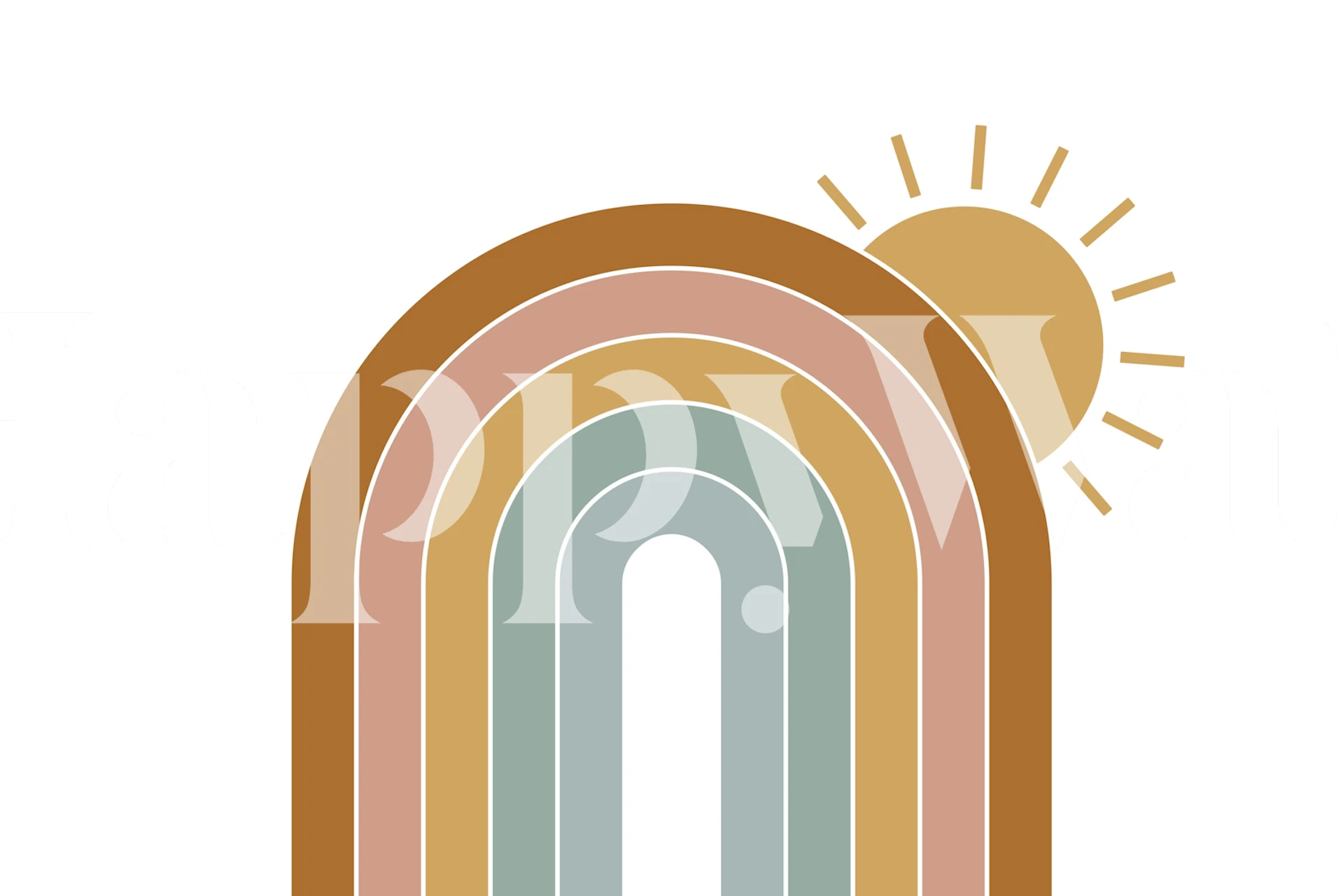 Boho sun and rainbow wallpaper design