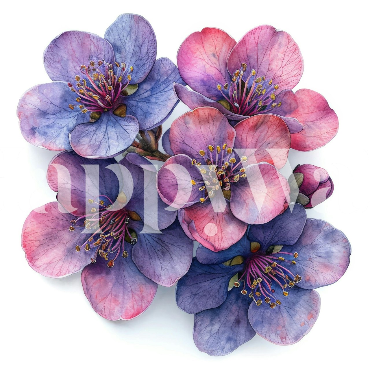 Floral wallpaper design with Waxflower Bloom