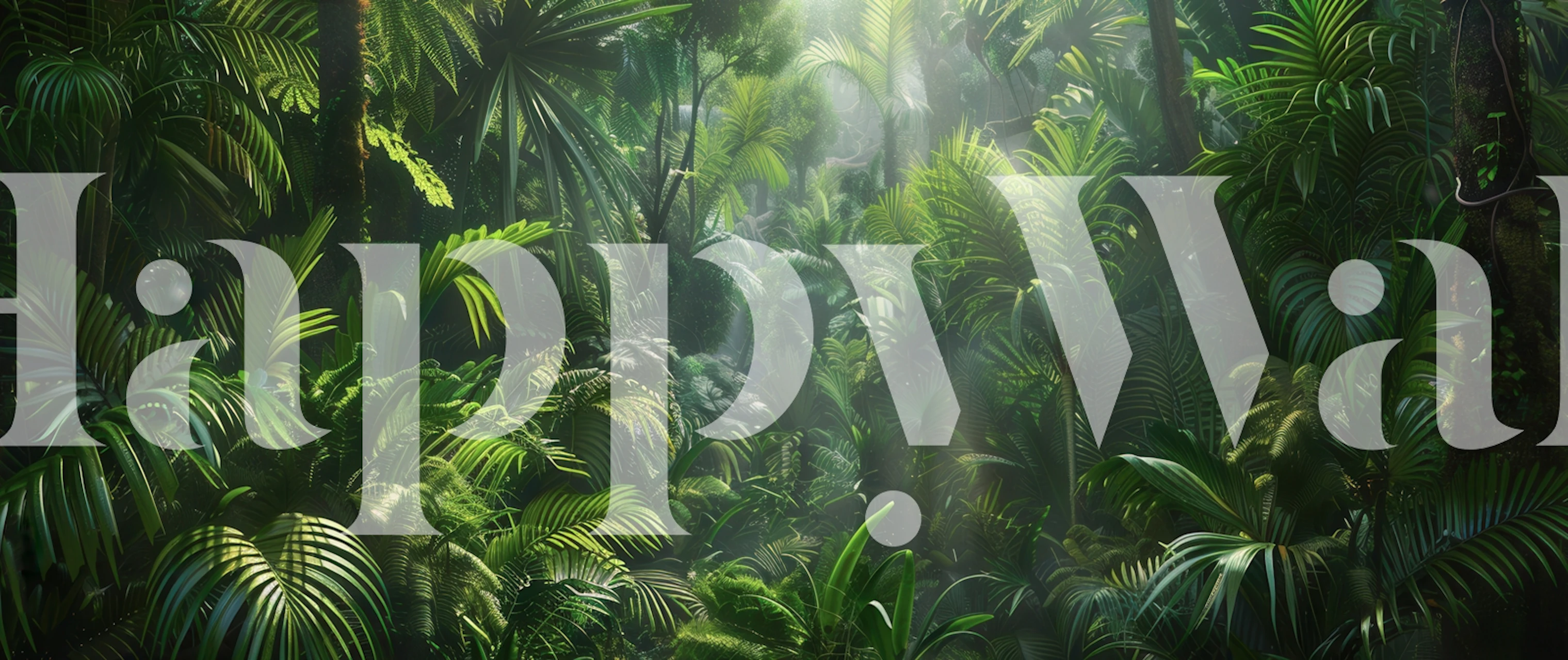 Lush green tropical jungle foliage wallpaper
