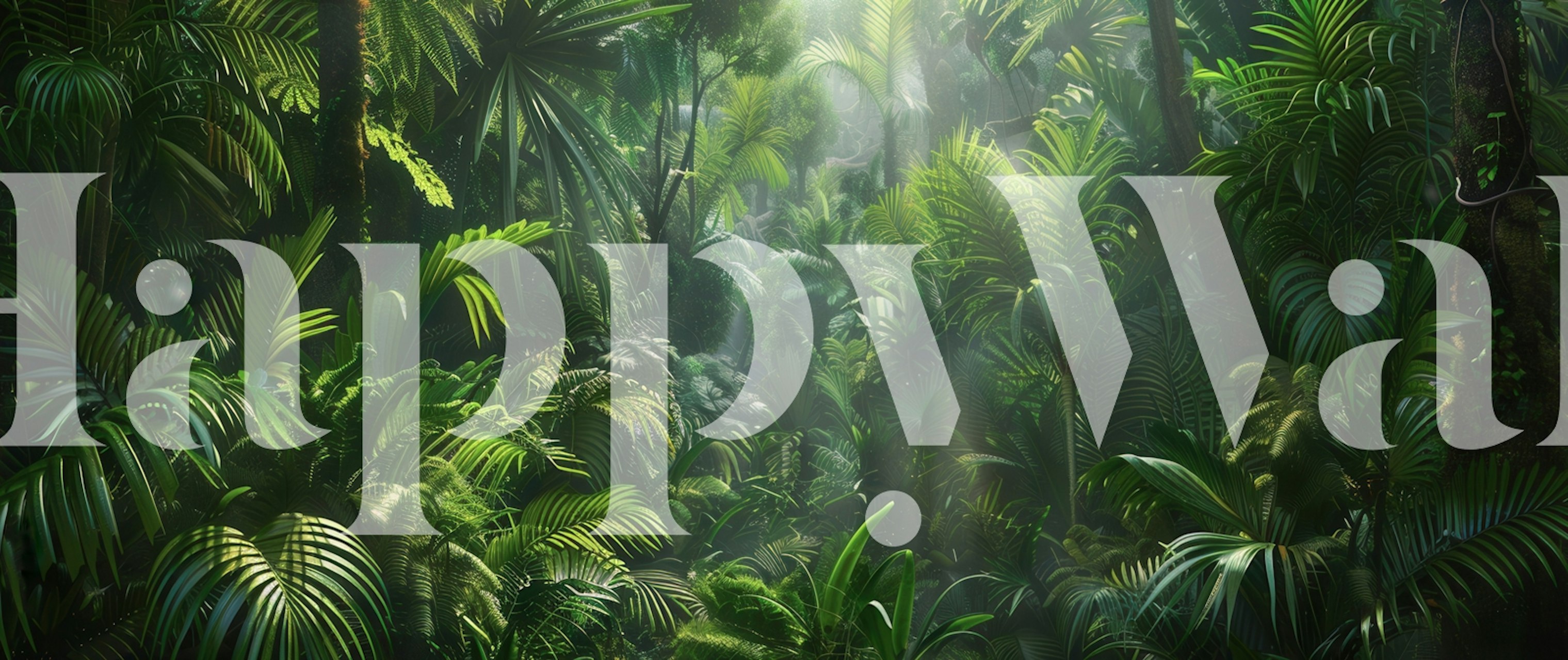 Lush green tropical jungle foliage wallpaper