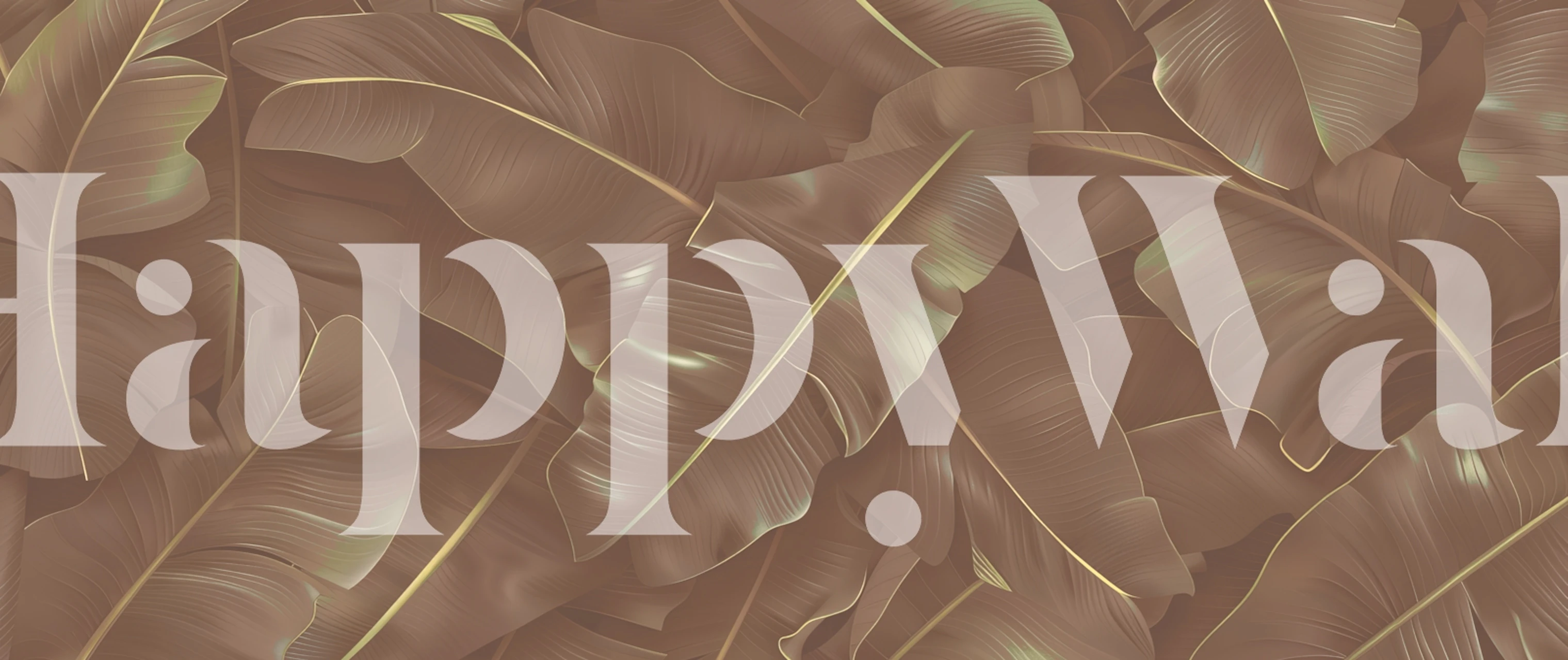 Gold tropical leaves on a textured background wallpaper