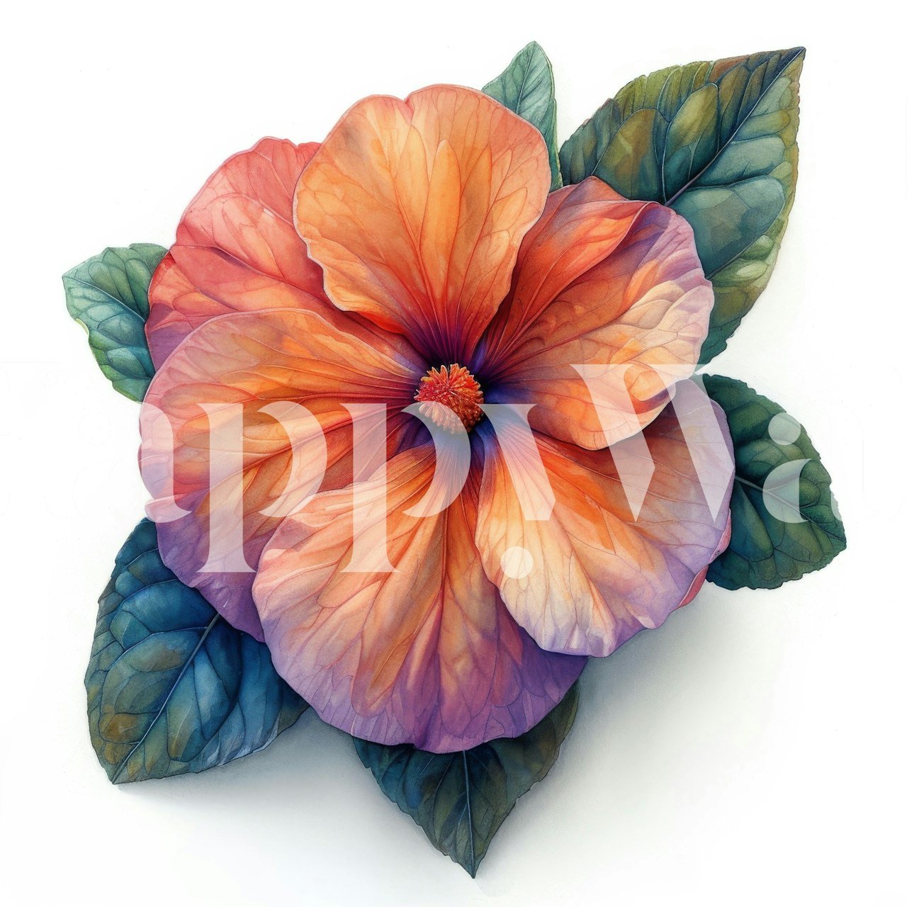 Impatiens Bloom wallpaper displayed in a room