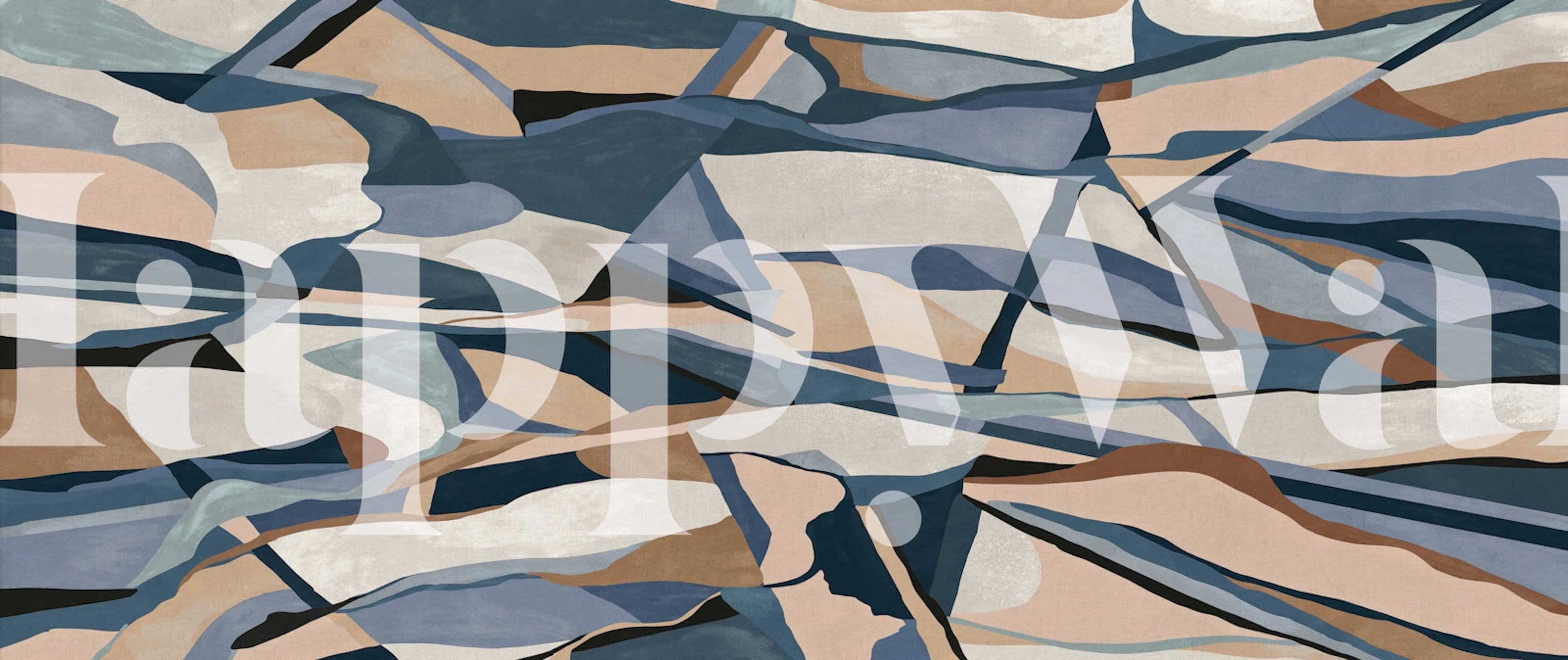 Geometric shapes in blue, beige, and cream colors wallpaper