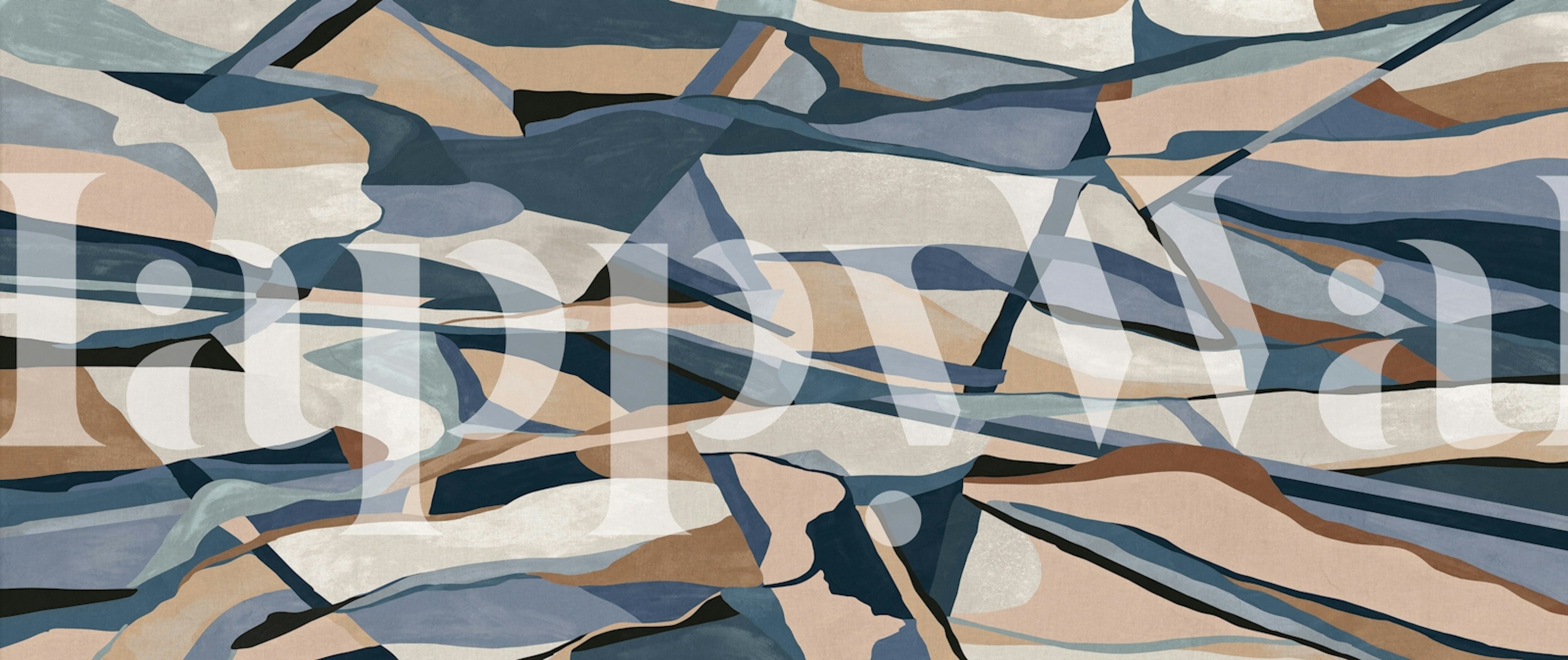 Geometric shapes in blue, beige, and cream colors wallpaper