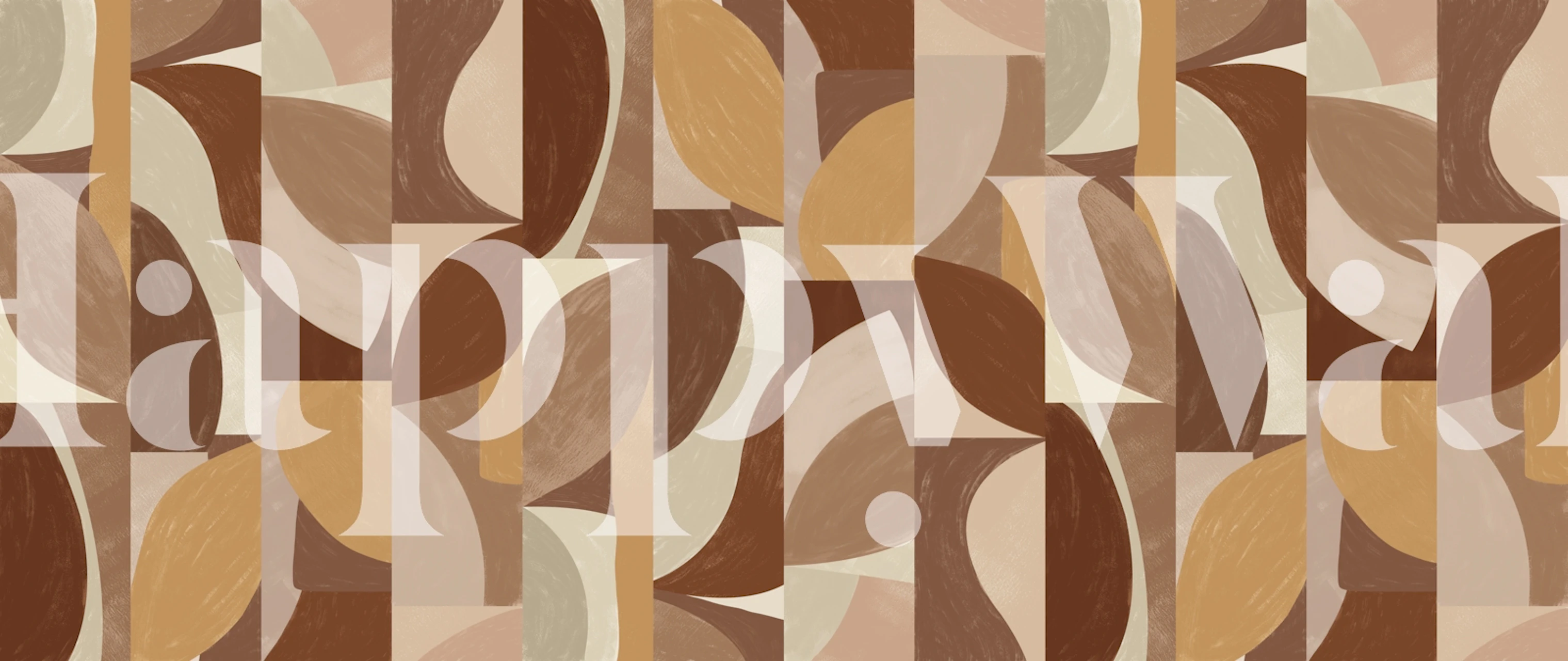 Geometric pattern in earthy hues of brown, tan, and cream wallpaper