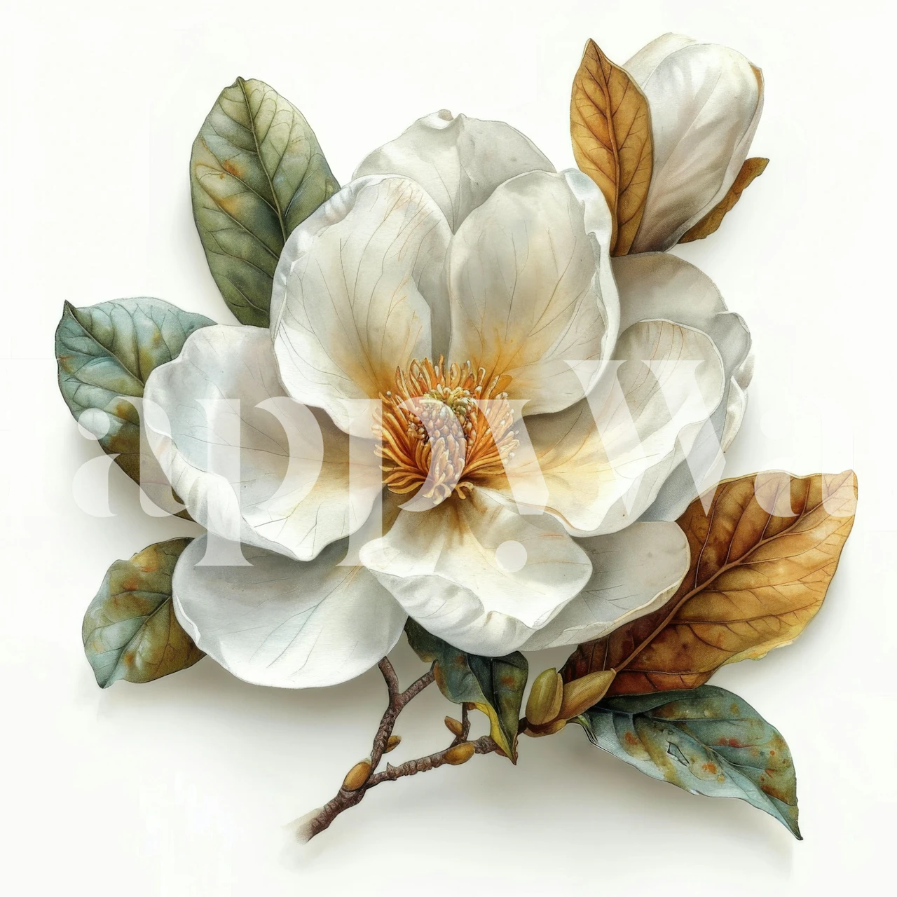 Design della carta da parati Magnolia Bloom in una stanza