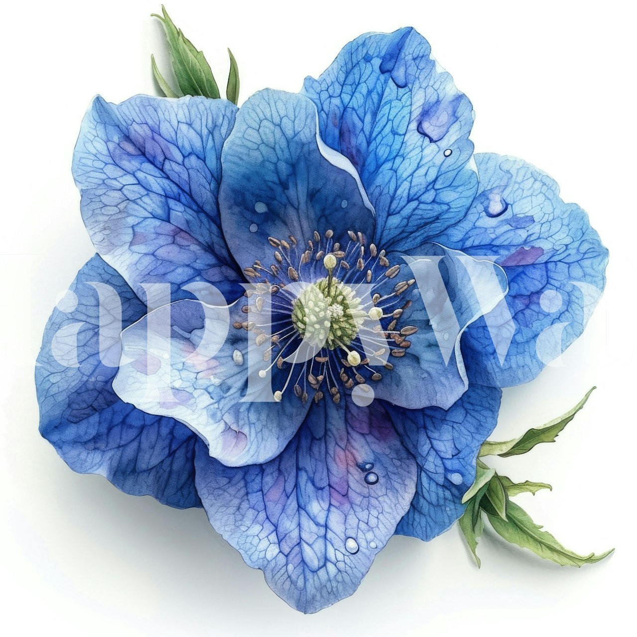 Monkshood Bloom wallpaper displayed in a room