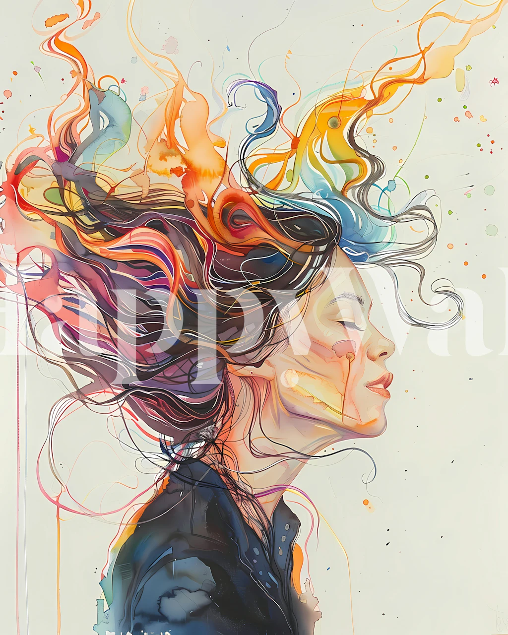 Ethereal Color Waves wallpaper in a room setting