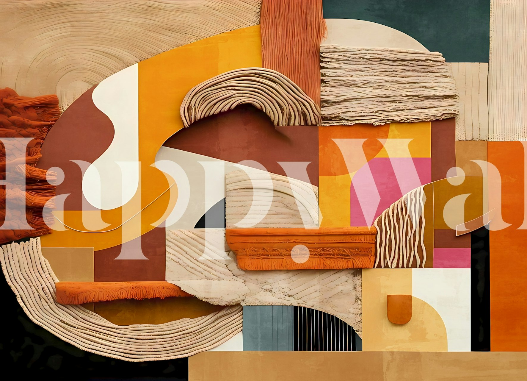 Modern Abstract Boho Collage wallpaper in a room