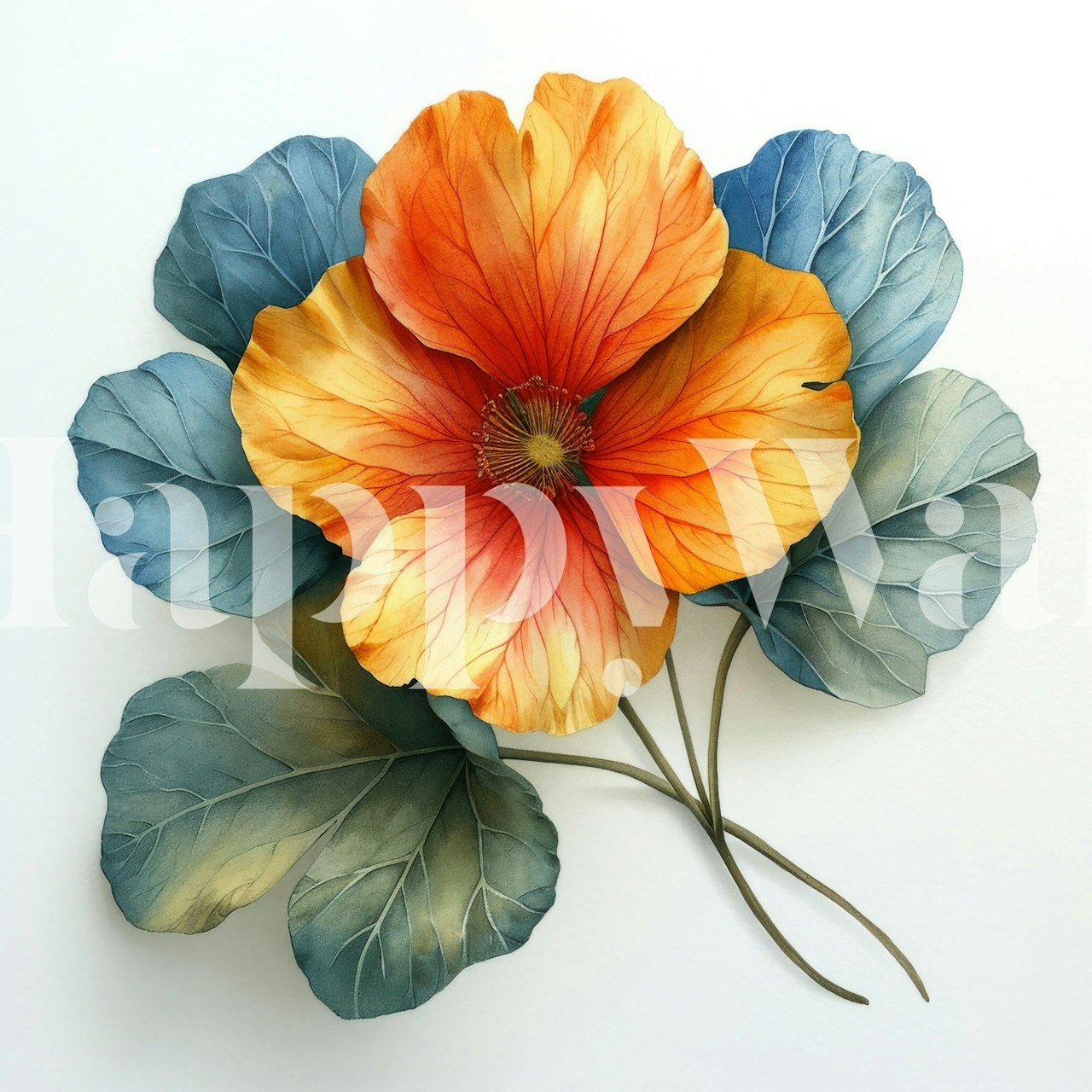 Nasturtium Bloom wallpaper displayed in a room