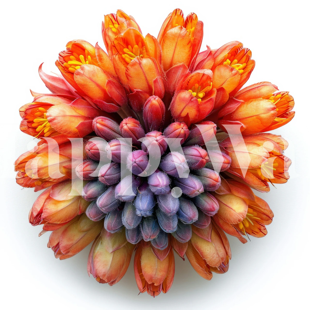 Colorful cluster of red, orange, and purple flowers wallpaper