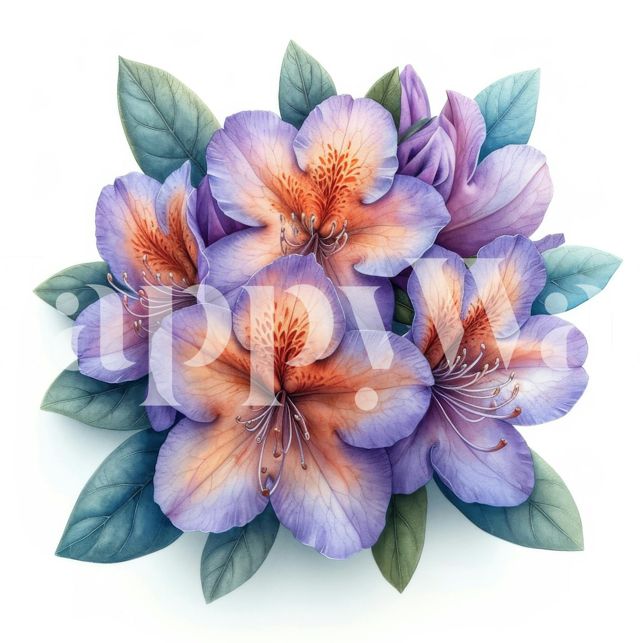 Rhododendron Bloom bloemrijke behangontwerp